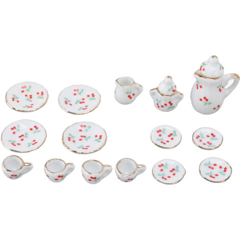 Ensemble de 15 tasses à thé miniatures en céramique pour maison de poupée, accessoires miniatures réalistes, modèle B