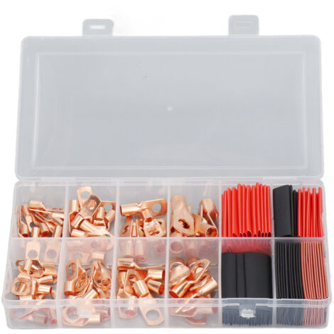 Ensemble de 150 cosses de câble, gaines thermorétractables, connecteurs de bornes en cuivre épais pour câbles de batterie