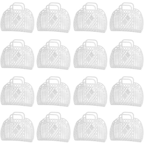 Ensemble de 16 paniers de rangement de salle de bain en plastique à motif diamant, souples et portables