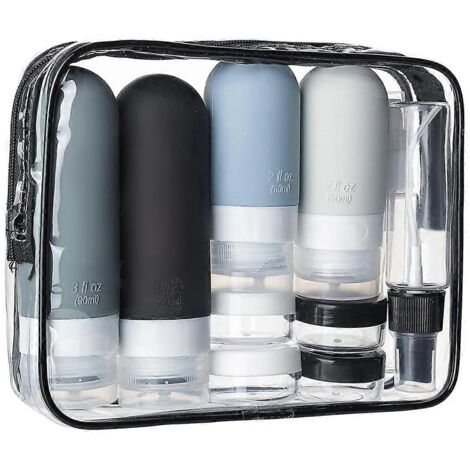 Ensemble de 17 flacons de voyage, contenants souples en silicone étanches