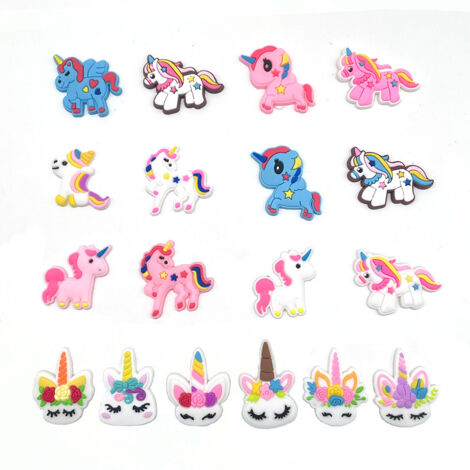 Ensemble de 18 breloques pour chaussures série licorne - breloques pour chaussures pour enfants -
