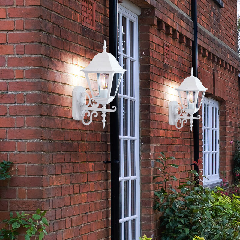 Lot de 2 appliques murales ALU, lampes, éclairage extérieur, lanternes dans un ensemble comprenant des ampoules LED