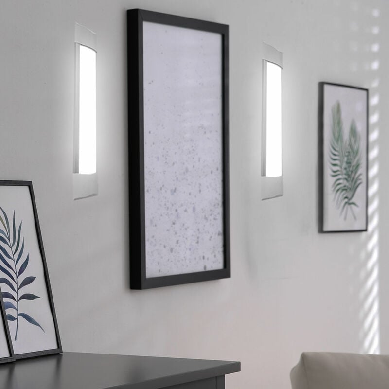 Applique murale applique lampe de couloir lampe d'escalier lampe de salon, blanc, led 10W 1200Lm blanc chaud, LxPxH 30x7,4x2,4cm, lot de 2