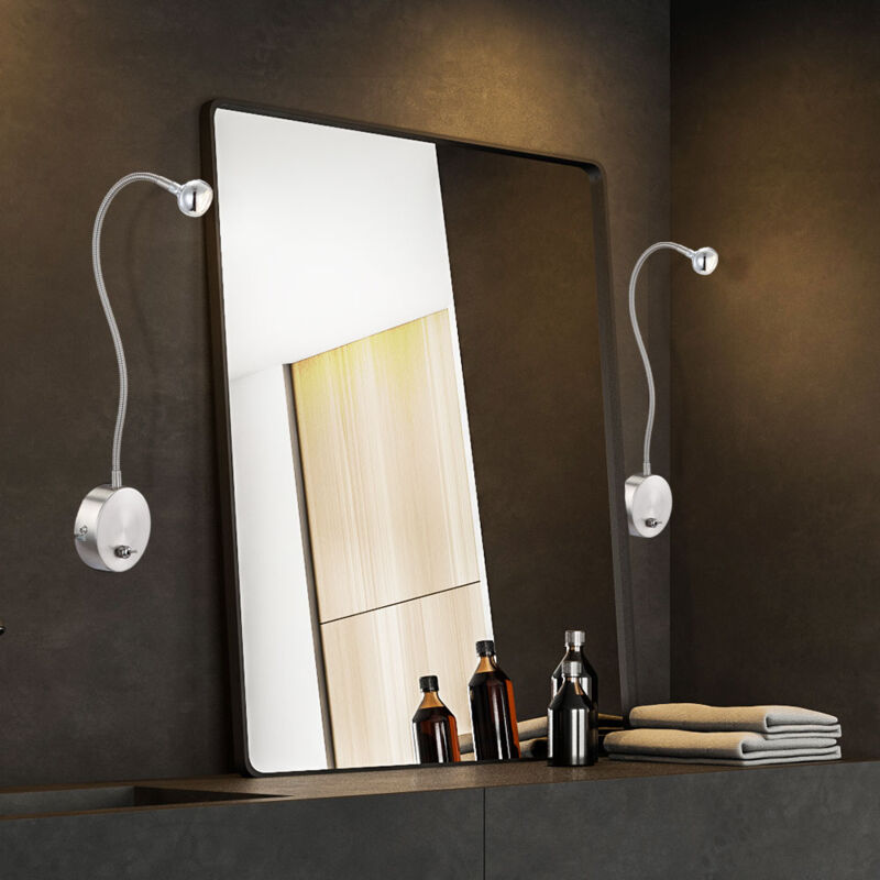 Lot de 2 appliques murales led bras flexo éclairage de lecture salon spot interrupteur éclairage chrome