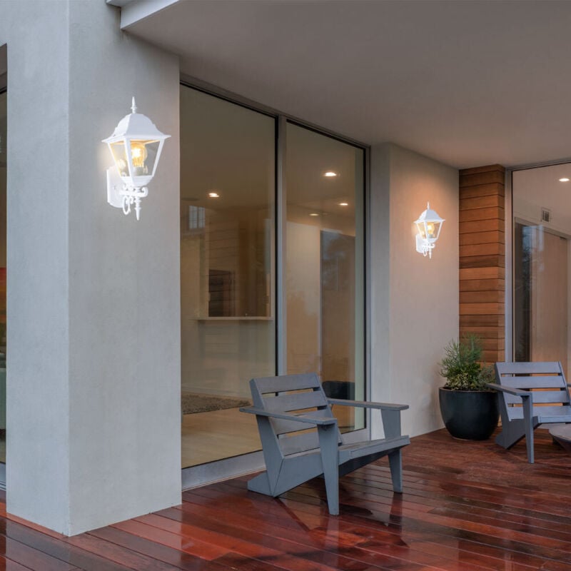 Lot de 2 appliques led façades lanternes alu éclairage extérieur maison de campagne lampes de terrasse blanc