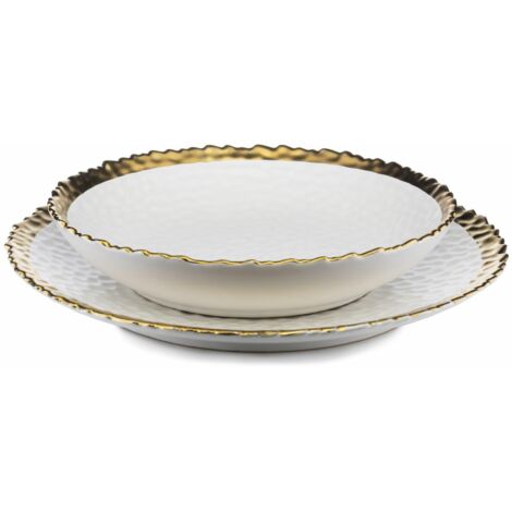 Ensemble de 2 assiettes Kati en or blanc