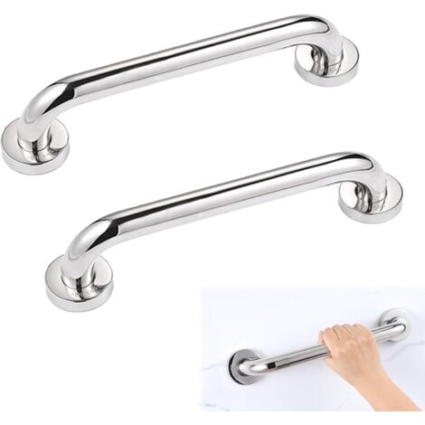 Ensemble de 2 barres d'appui pour toilettes, barre d'appui de douche, barre d'appui de salle de bain coudée de 30 cm, barre d'appui de baignoire en acier inoxydable pour toilettes, rampe d'escalier po
