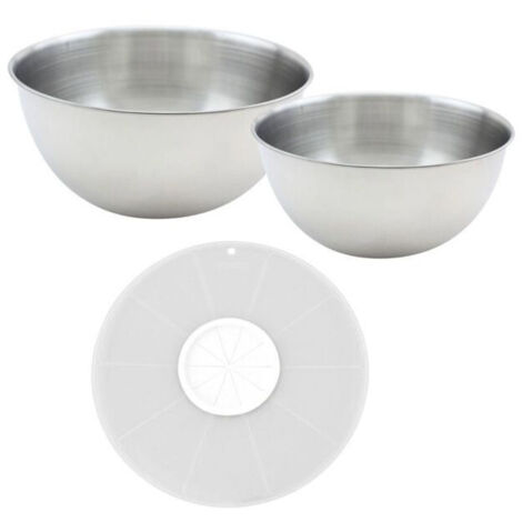 Ensemble de 2 bols de préparation 25 cm et 20.5 cm avec couvercle anti projections Fackelmann Basic