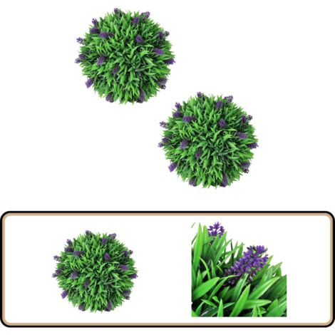 Ensemble de 2 boules de buis artificiel avec lavande 30 cm - Balles De Buis Artificielles - Boule Topiary - Décoration Extérieure - Décoration Intérieure - Plante Artificielle