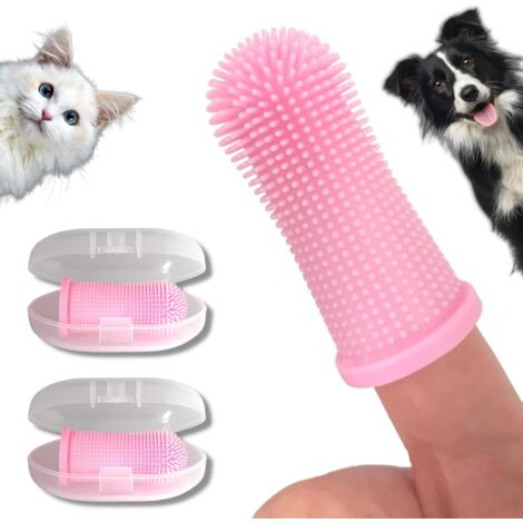 Ensemble de 2 brosses à dents pour chien avec étui de rangement  Silicone non toxique  Nettoyage des dents, haleine fraîche, soin dentaire, élimination de la plaque dentaire  Brosse à dents pour chien