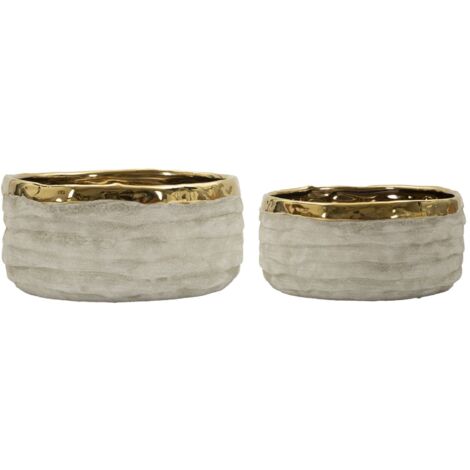 Ensemble de 2 cache-pots bas Lima, Ø 22,5 x 10,5 cm - 18 x 8,5 cm