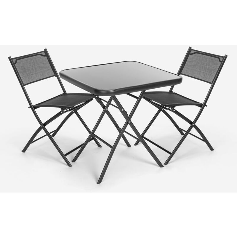 Table carrée + 2 chaises pliantes de jardin design moderne Soda