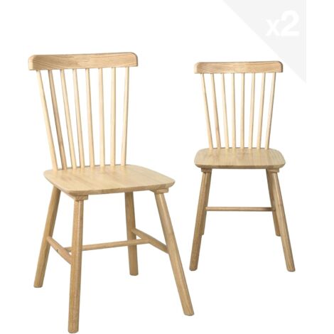 Ensemble de 2 chaises de bar style bistro café rétro vintage en bois massif verni Mona (bois teinté foncé)