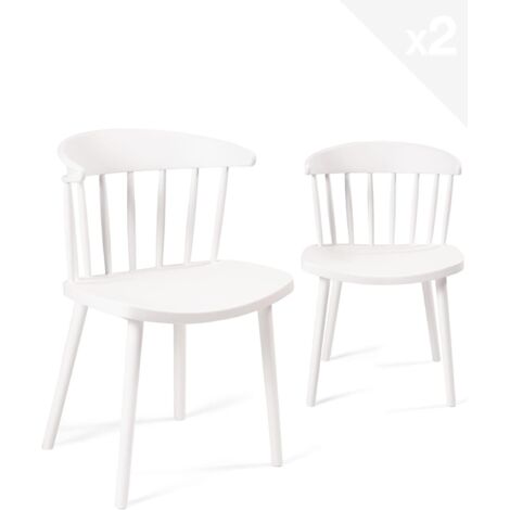 Ensemble de 2 chaises de bar Windsor noires de style western rétro, assise et dossier larges (noir)