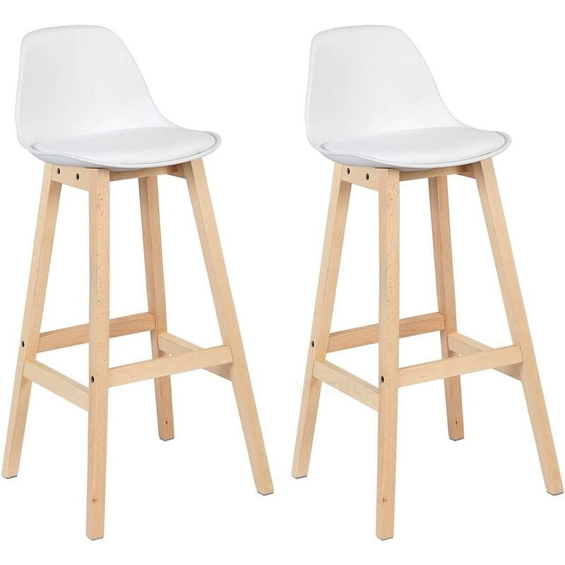 Ensemble de 2 chaises de comptoir de cuisine de petit-déjeuner tabourets de bar blanc