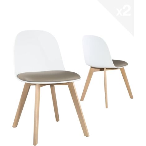 Ensemble de 2 chaises de cuisine scandinaves avec pieds en bois et coussin UFI (noir et marron)