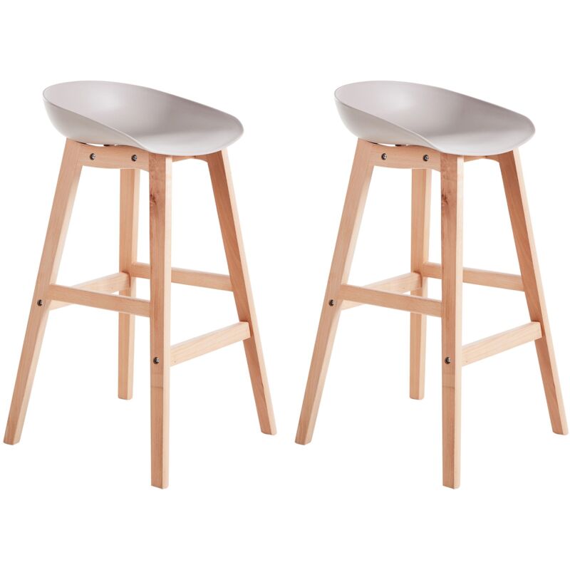 Beliani - Ensemble de 2 Chaises de Cuisine Tabourets de Bar Modernes Bois Clair Taupe Micco