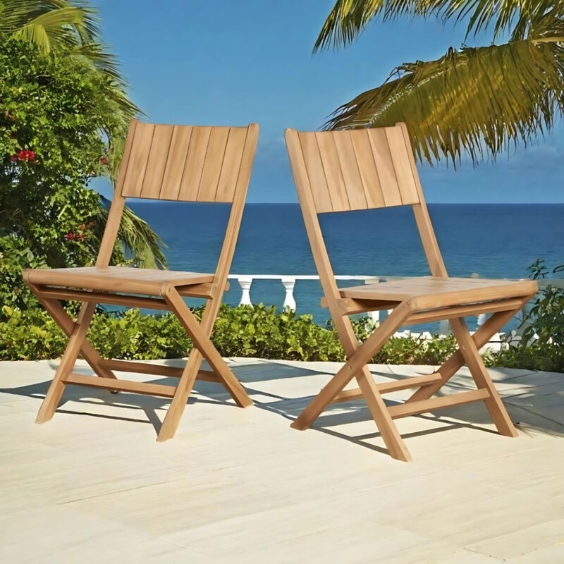 Wanda Collection - Ensemble de 2 chaises de jardin en teck pliantes Tosca