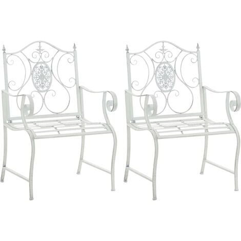 Ensemble de 2 chaises de jardin Punjab avec anciens accoudoirs blancs