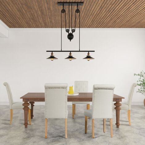 Ensemble de 2 Chaises de Salle à Manger Chaises Capitonnées en Tissu avec Pieds en Bois de Caoutchouc Éponge à Haute Densité Beige
