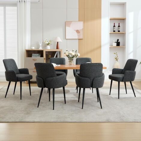Ensemble de 2 chaises de salle à manger, chaises de salle à manger rembourrées, chaises de cuisine, fauteuils modernes pour salon avec pieds antidérapants et pieds en métal (gris foncé, ensemble de 2 