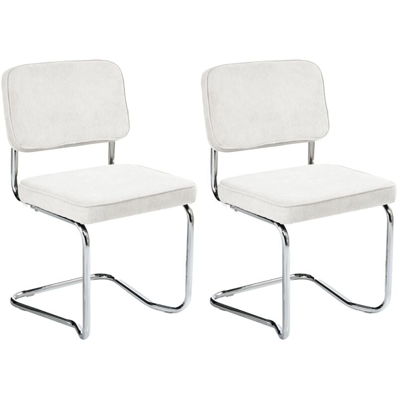 Beliani - Ensemble de 2 Chaises de Salle à Manger Pieds en Fer Velours Côtelé Blanc Cassé Irwin