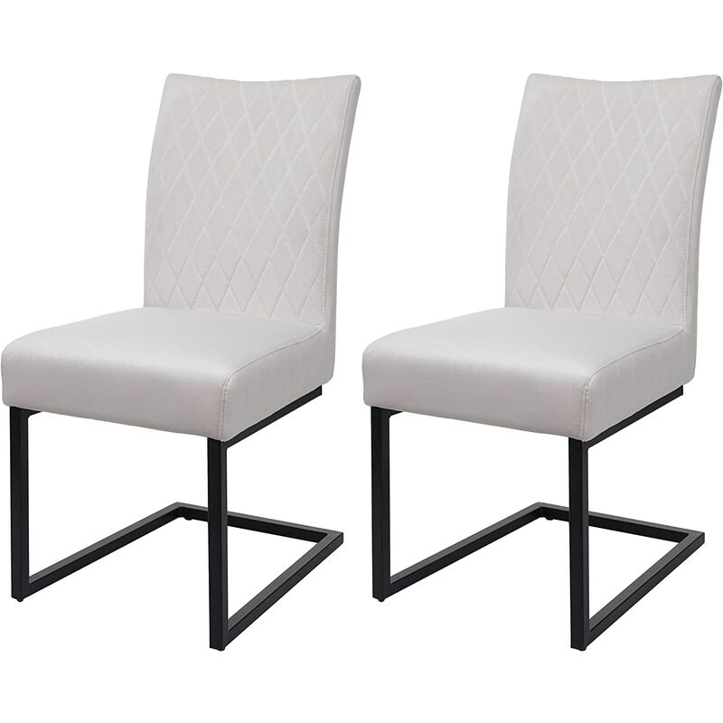 Décoshop26 - Ensemble de 2 chaises de salle à manger chaise visiteur en acier design moderne velours thermolaqué crème CDS04487