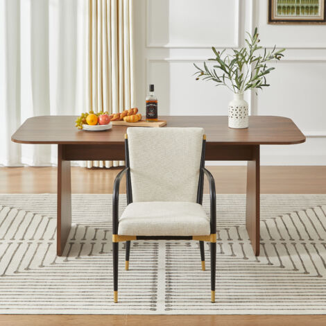 Ensemble de 2 chaises de style nordique avec accoudoirs intégrés, revêtues de tissu beige