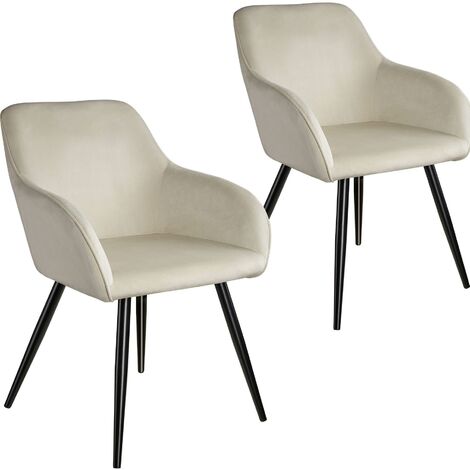 Lot de 2 chaises velours MARILYN pieds noirs - chaise de salle à manger, chaise de cuisine, chaise de salon