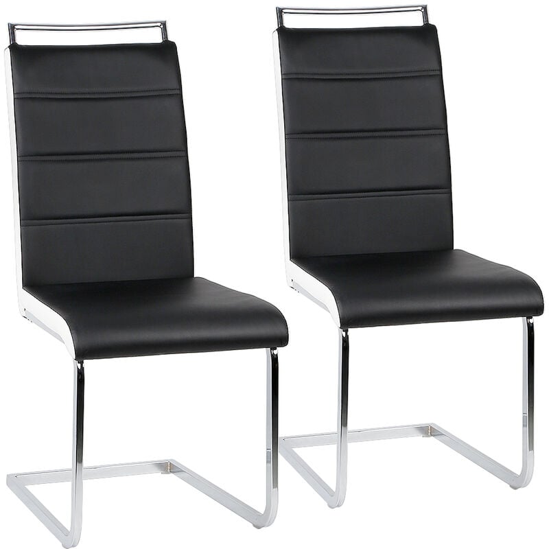 Jeobest - Lot de 2 Chaises de Salle à Manger Chaise de Cuisine Cuir synthétique Cuisine Salle de Réunion noir+ Blanc
