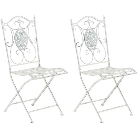 Ensemble de 2 chaises pliantes antiques blanches White Sibell