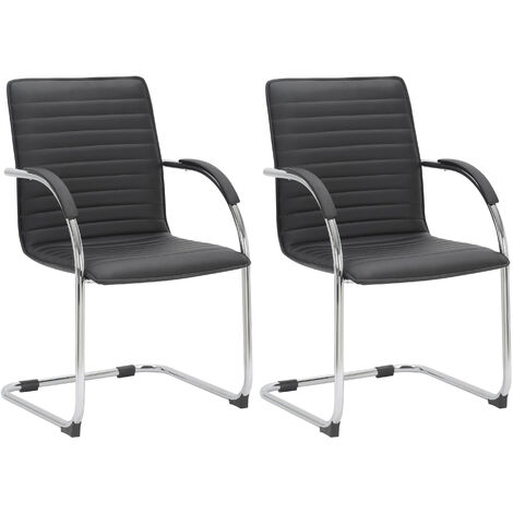 Ensemble de 2 chaises pour les visiteurs fausse peau noire