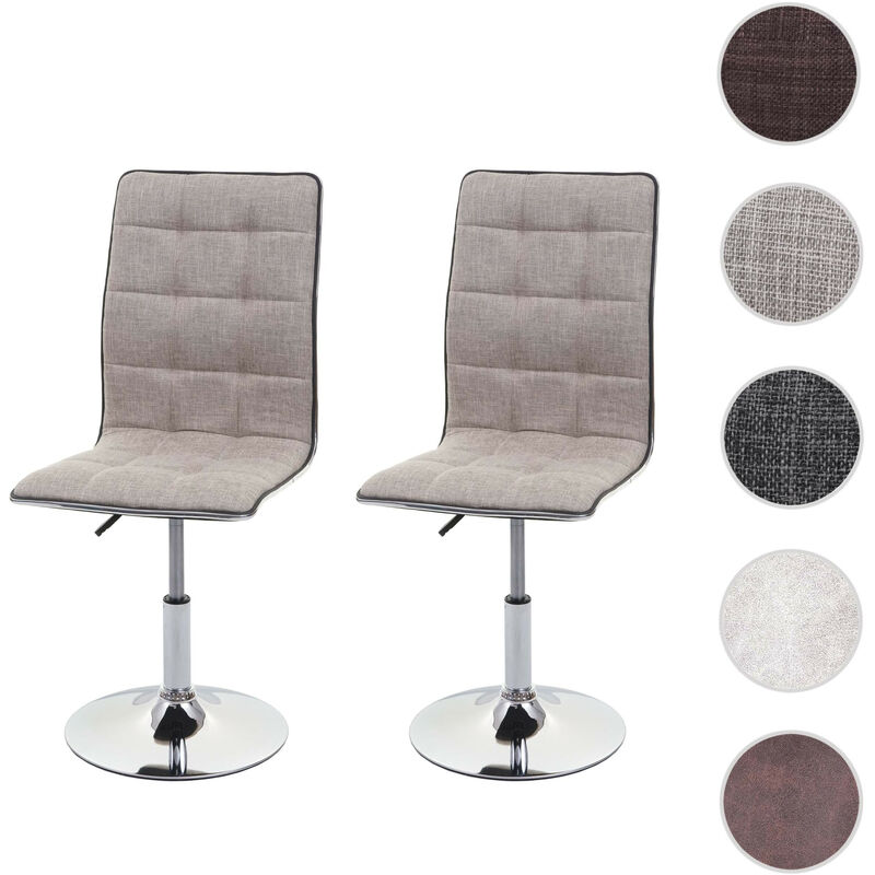 Mendler - 2x chaise de salle à manger HWC-C41, chaise de cuisine, tissu/textile - brun