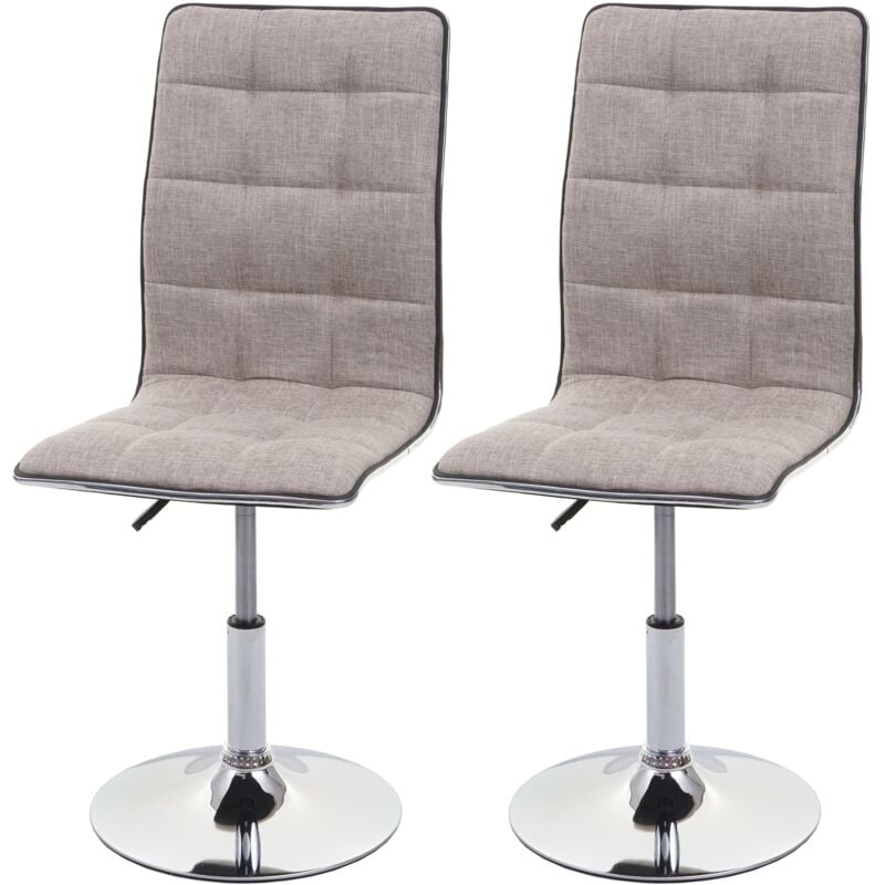 Mendler - 2x chaise de salle à manger HWC-C41, chaise de cuisine, tissu/textile - gris crème