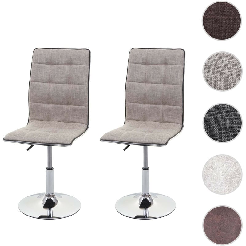 Mendler - Lot de 2 chaises de séjour ou de salle à mangerHWC-C41, réglable en hauteur - gris clair