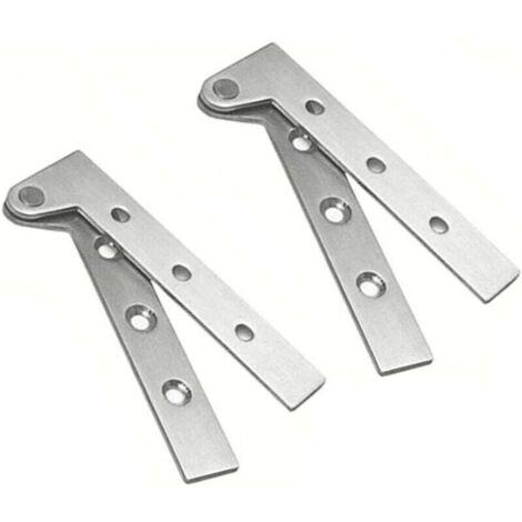 Ensemble de 2 Charnières à Pivot de Porte Cachées en Acier Inoxydable à Rotation de 360 Degrés, Charnières à Couteau Décalé de 4 Pouces, Charnière à Pivot Dissimulée, Argent Brossé