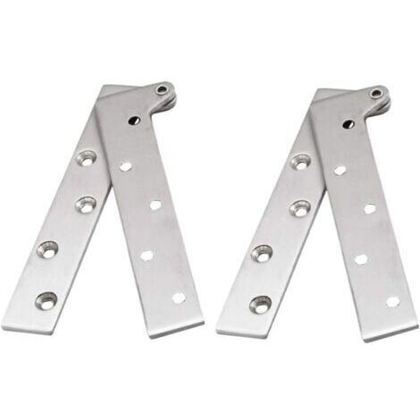 Ensemble de 2 Charnières à Pivot de Porte Cachées en Acier Inoxydable à Rotation de 360 Degrés, Charnières à Couteau Décalé de 8 Pouces, Charnière à Pivot Dissimulée, Argent Brossé, avec Vis