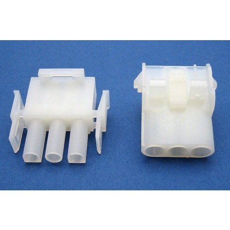 Ensemble de 2 connecteurs 3P mâle / femelle plastique blanc enfichable (sans contact métallique) MATE-N-LOCK TYCO KIT-MNL-3P