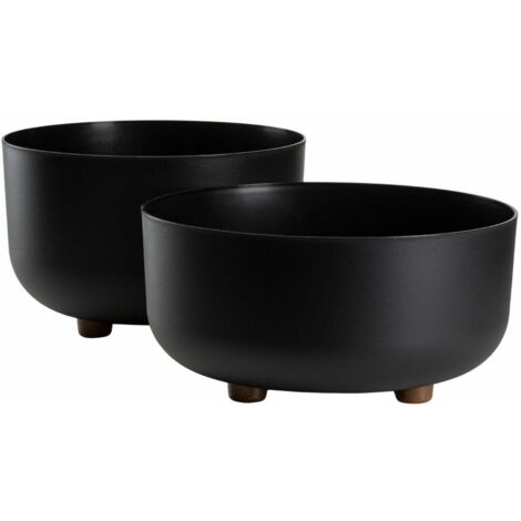 Ensemble de 2 coupes à fleurs TERRA sur pieds, recyclées, noires.