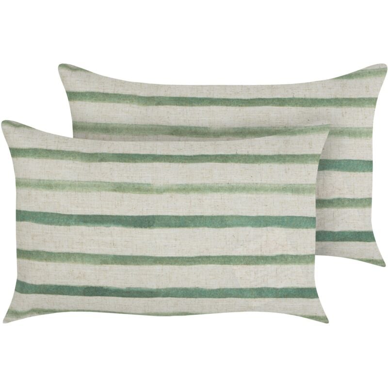 Beliani - Ensemble de 2 Coussins à Rayures Décoratifs Accessoires 50 x 30 cm Vert Kafra