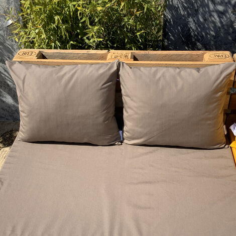 Ensemble de 2 coussins extérieurs pour salon palette Taupe 50x60 cm