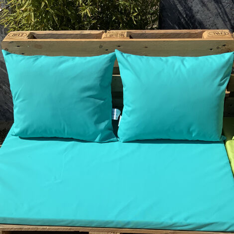 Ensemble de 2 coussins extérieurs pour salon palette Turquoise 50x60 cm