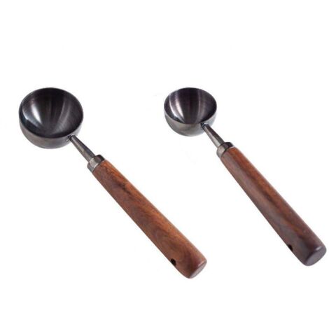 Ensemble de 2 cuillères doseuses à café en noyer avec long manche et cuillères à lait en poudre pour pâtisserie