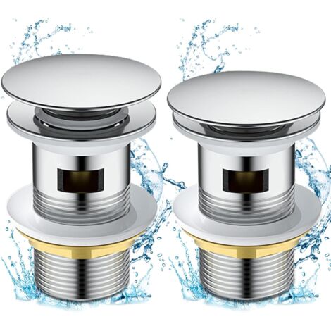 Ensemble de 2 drains d'évier chromés pour lavabo de salle de bain avec trou de 1/4 de pouce