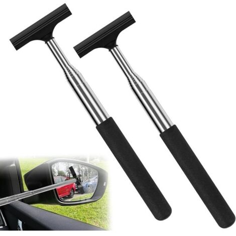 Ensemble de 2 essuie-glaces télescopiques pour rétroviseurs - Universel pour voitures (noir, extensible jusqu'à 98 cm)