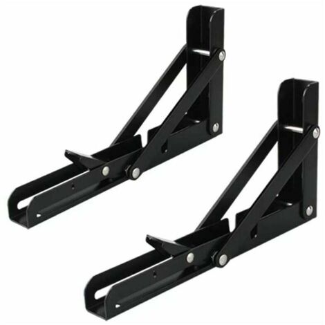 Ensemble de 2 étagères, 300 mm, support pliable en acier inoxydable, fixation murale, pliable, 30 cm x 15 cm, charge maximale 60 kg - AquaForge