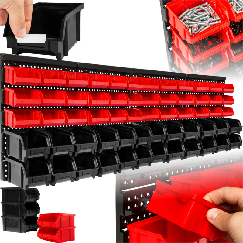 Tectake - Lot de 2 étagères murales avec 60 bacs inclus -