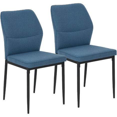 Ensemble de 2 fauteuils à manger avec un dossier courbé en velours synthétique et pieds en acier 45x57x86 cm bleu