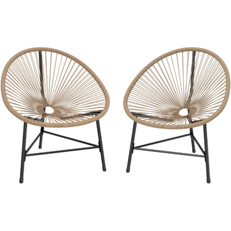 Ensemble de 2 fauteuils de jardin Acapulco en résine tressée, structure triangulaire en acier, charge maximale 120 kg, 72 x 68 x 81 cm, naturel