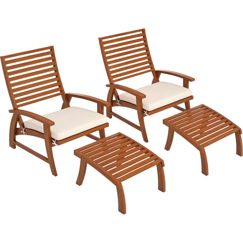 Outsunny - Ensemble de 2 fauteuils relax de jardin avec repose-pied coussins assise